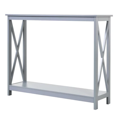 HOMCOM 2-Tier Console Table, Sofa Side Table With Storage Shelf, X Design For Entryway, Living Room, And Hallway 3 HOMCOM 2-Tier Console Table, Sofa Side Table With Storage Shelf, X Design For Entryway, Living Room, And Hallway - Image 3