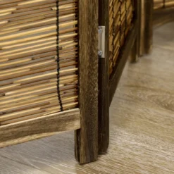 HOMCOM 5.5' Tall Room Divider With Wood & Hand Woven Reed, 4 Panel Folding Privacy Screens, Portable Partition Wall Divider -Homcom GUEST c222f719 c594 4692 8c42 cb663e857196
