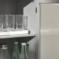 HOMCOM Modern Kitchen Sideboard, Buffet Table With Removable Wine Rack, Glass Door Cabinet And Shelves For Living Room, Kitchen, Entryway, Gray -Homcom GUEST c2555d05 db0f 45a2 92e3 6e5fb6da4600