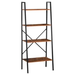 HOMCOM Industrial 4 Tier Ladder Shelf Bookshelf Vintage Storage Rack Plant Stand With Wood Metal Frame For Living Room Bathroom -Homcom GUEST c28bc2a1 9518 4fe3 b647 14f73f306ca0