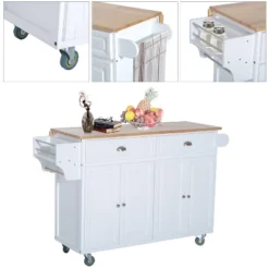 HOMCOM Rolling Kitchen Island Storage Cart Table W/ Drop Leaf Top -Homcom GUEST c2b993d8 7d32 4af9 ba89 2ecd23d7e8b0
