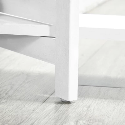 HOMCOM 4 Panel 67" Tall Wood Privacy Screen Room Divider With 3 Display Shelves, And Folding Storage For Bedroom Or Home Office, White 5 HOMCOM 4 Panel 67" Tall Wood Privacy Screen Room Divider With 3 Display Shelves, And Folding Storage For Bedroom Or Home Office, White - Image 5