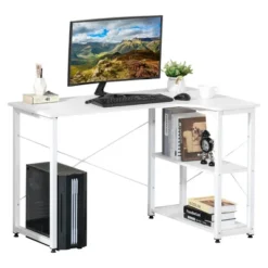 HOMCOM L-Shaped Computer Desk Home Office Corner Desk Study Workstation Table With With Wide Desktop, 2 Side Shelves, Steel Frame 9 HOMCOM L-Shaped Computer Desk Home Office Corner Desk Study Workstation Table With With Wide Desktop, 2 Side Shelves, Steel Frame -Homcom GUEST c33afa44 9b0a 4152 8ec9 ac15074484bd