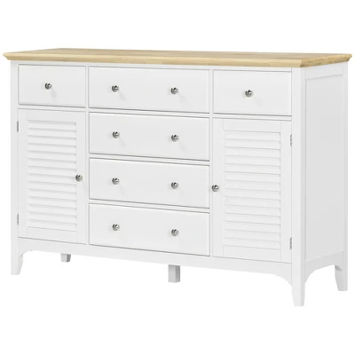 HOMCOM Modern Sideboard With Drawers, Buffet Cabinet With Storage Cabinets, Adjustable Shelves For Living Room, Kitchen, White 3 HOMCOM Modern Sideboard With Drawers, Buffet Cabinet With Storage Cabinets, Adjustable Shelves For Living Room, Kitchen, White - Image 3