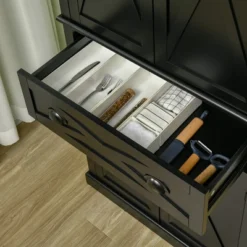 HOMCOM Freestanding Modern Farmhouse 4 Door Kitchen Pantry Cabinet, Storage Cabinet Organizer With 6-Tiers, 1 Drawer And 4 Adjustable Shelves, Black 8 HOMCOM Freestanding Modern Farmhouse 4 Door Kitchen Pantry Cabinet, Storage Cabinet Organizer With 6-Tiers, 1 Drawer And 4 Adjustable Shelves, Black -Homcom GUEST c6554b78 f8b7 4558 b4b4 b877afe6562d