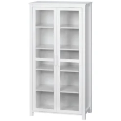 HOMCOM Freestanding Kitchen Pantry, 5-tier Storage Cabinet With Adjustable Shelves And 2 Glass Doors, White -Homcom GUEST c716831b 35c0 4f0d 9505 3b6cd69e8272