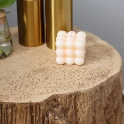 HOMCOM Tree Stump Stool, Decorative Side Table With Round Tabletop, Concrete End Table With Wood Grain Finish, For Indoors And Outdoors, Natural -Homcom GUEST cb57c455 ea86 48e4 913e 2e2bc3e3a3cf