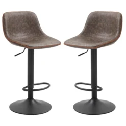 HOMCOM Adjustable Bar Stools Set Of 2, Swivel Bar Height Chairs Barstools Padded With Back For Kitchen, Counter, And Home Bar -Homcom GUEST cbd6bb1b 61c9 4eac 87fa 426a3a5612ff