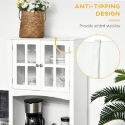 HOMCOM 67" Modern Buffet With Hutch, Louvered Kitchen Pantry Microwave Cabinet With Framed Glass Doors And 2 Drawers, White 9 HOMCOM 67" Modern Buffet With Hutch, Louvered Kitchen Pantry Microwave Cabinet With Framed Glass Doors And 2 Drawers, White -Homcom GUEST cd214aff 26a5 4e9a a74b 439396f2586c