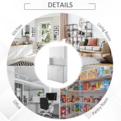 HOMCOM 71" Freestanding Buffet With Hutch, Kitchen Pantry, Cupboard With 6 Doors, 3 Adjustable Shelves, And 1 Drawer -Homcom GUEST cf33fae5 ec67 4bab ab20 d54a1ccdac72