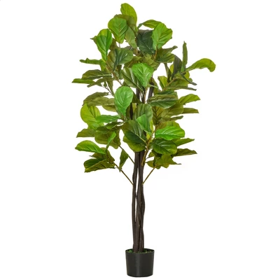 HOMCOM 5FT Artificial Fiddle Leaf Fig Tree, Faux Decorative Plant In Nursery Pot For Indoor Or Outdoor Décor 3 HOMCOM 5FT Artificial Fiddle Leaf Fig Tree, Faux Decorative Plant In Nursery Pot For Indoor Or Outdoor Décor - Image 3