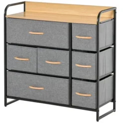 HOMCOM 7-Drawer Dresser, Fabric Chest Of Drawers, 3-Tier Storage Organizer For Bedroom Entryway, Tower Unit With Steel Frame Wooden Top -Homcom GUEST d0293fe6 63f7 43df 9779 85ddc3070dec