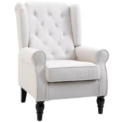 HOMCOM Button-Tufted Accent Chair With High Wingback, Rounded Cushioned Armrests And Thick Padded Seat -Homcom GUEST d0ade1a8 72c2 4d4d 93ef 99953079fb03