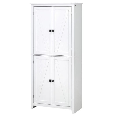 HOMCOM 72" Freestanding 4-Door Kitchen Pantry, Storage Cabinet Organizer With 4-Tiers, And Adjustable Shelves, White 3 HOMCOM 72" Freestanding 4-Door Kitchen Pantry, Storage Cabinet Organizer With 4-Tiers, And Adjustable Shelves, White - Image 3