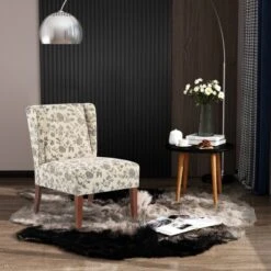 HomCom Upholstered Armless Accent Chair Leisure Side Chair With Wingback Design