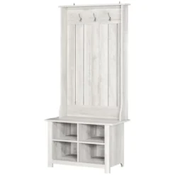 HOMCOM Hall Tree With Shoe Storage Bench, Entryway Bench With Coat Rack, Accent Coat Tree With Adjustable Shelves For Mud Room, Distressed White -Homcom GUEST d3304956 73c5 4978 b77a 150f8d1abf60