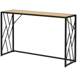 HOMCOM 47.25" Console Table, Industrial Sofa Table With Metal Frame For Living Room, Or Hallway, Natural/Black -Homcom GUEST d3892887 9bbd 473c a3bd 8889a4abfe67