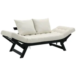 HOMCOM Single Person 3 Position Convertible Chaise Lounger Sofa Bed With 2 Large Pillows And Oak Frame -Homcom GUEST d4a8613a 56fe 4c56 b6e5 556cd73bad10