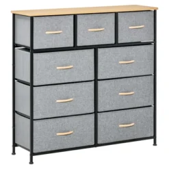 HOMCOM 9 Drawers Storage Chest Dresser Organizer Unit W/ Steel Frame, Wood Top, Easy Pull Fabric Bins, For Bedroom, Hallway, Closet, Entryway -Homcom GUEST d53b9bad d459 4beb 8d12 ffa54356a8c0