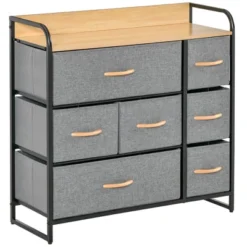 HOMCOM 7-Drawer Dresser, Fabric Chest Of Drawers, 3-Tier Storage Organizer For Bedroom Entryway, Tower Unit With Steel Frame Wooden Top -Homcom GUEST d7b02df8 9794 4a63 9511 aab5a36a52d2