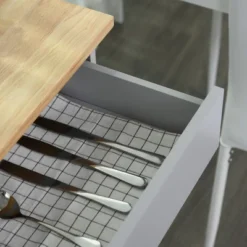 HOMCOM Kitchen Island Cart Rolling Trolley Cart With Drawer, Storage Cabinet & Towel Rack, Gray -Homcom GUEST d9592ebe b1ad 472a b5e4 9f9d3118c3ec