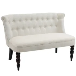 HOMCOM Upholstered Armless Fabric Loveseat With Button Tufted Design For Living Room With Wood Legs -Homcom GUEST da29bd0c 4920 4355 8f5e 69d3f0f41d4e