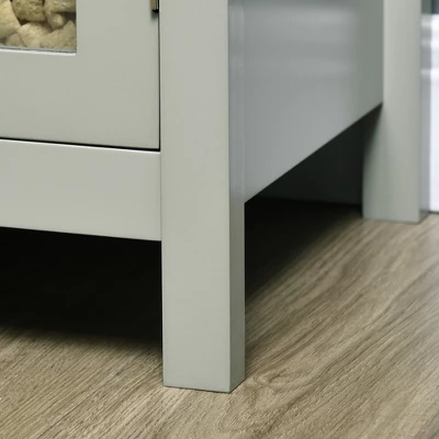 HOMCOM Kitchen Sideboard, Storage Buffet Cabinet With Open Shelf, Glass Door Cabinet And Adjustable Shelf For Living Room, Gray 4 HOMCOM Kitchen Sideboard, Storage Buffet Cabinet With Open Shelf, Glass Door Cabinet And Adjustable Shelf For Living Room, Gray - Image 4