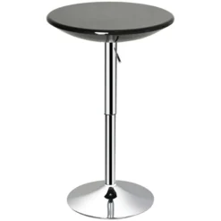 HOMCOM 24.5" Round Cocktail Bar Table Metal Base Tall Bistro Pub Desk Adjustable Counter Height Black Silver -Homcom GUEST db544fed 7583 4bd3 a46b b8a8fcbba993