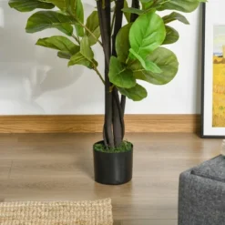 HOMCOM 4.5FT Artificial Fiddle Leaf Fig Tree, Faux Decorative Plant In Nursery Pot For Indoor Or Outdoor Décor -Homcom GUEST dbbb5aea df27 454c 8831 0e89f6961999