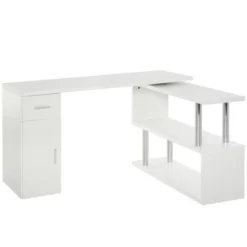 HOMCOM L-Shaped Rotating Computer Desk Home Office Study Workstation With Storage Shelves, Cabinet And Drawer For Home & Office -Homcom GUEST dbd04d6f 9f33 4fdf bcaf aa255736b87c