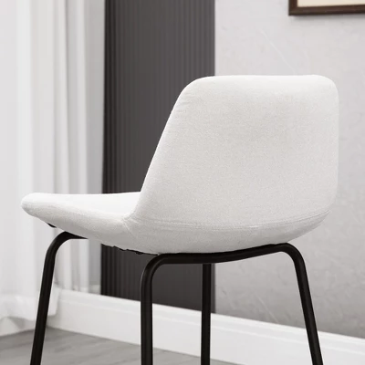 HOMCOM 29.5" Bar Stools Set Of 2, Upholstered Extra Tall Barstools, Armless Bar Chairs With Back, Steel Legs, Cream White 4 HOMCOM 29.5" Bar Stools Set Of 2, Upholstered Extra Tall Barstools, Armless Bar Chairs With Back, Steel Legs, Cream White - Image 4