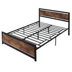 HOMCOM Queen Platform Bed Frame With Headboard & Footboard, Strong Metal Slat Support Full Bed Frame W/ Underbed Storage Space, No Box Spring Needed, 63''x82''x40.5'' -Homcom GUEST dd872a25 1a1f 4e8b 8721 e0c30f8829f7