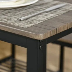 HOMCOM Industrial Dining Table Set, Kitchen Table And Chairs For 4, Dinner Table With Bench Set Metal Frame Storage Shelf, Dinette Set, Rustic Brown 8 HOMCOM Industrial Dining Table Set, Kitchen Table And Chairs For 4, Dinner Table With Bench Set Metal Frame Storage Shelf, Dinette Set, Rustic Brown -Homcom GUEST ddc5c54a be1e 4c41 9a86 bc77dee9afd1