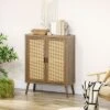 HOMCOM Sideboard Buffet Cabinet, Kitchen Storage Cabinet With Rattan Decorated Doors, Adjustable Shelves For Living Room, Dining Room, Hallway, Brown