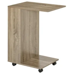 HOMCOM C-Shaped Sofa Side Table Mobile End Table With Storage And Wheels For Living Room, Bedroom, Office -Homcom GUEST de0b601a 867b 4024 b27d c048eccdd63b