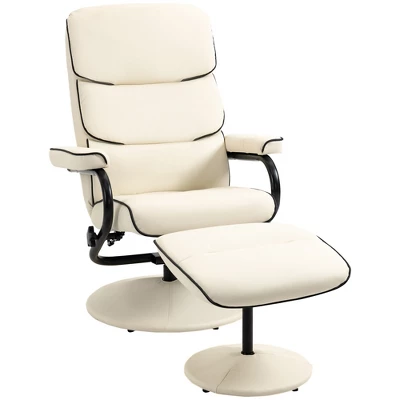 HOMCOM Recliner Chair With Ottoman, PU Leather Swivel High Back Armchair W/ Footrest Stool, 135° Adjustable Backrest And Thick Foam Padding For Home Office Or Living Room 6 HOMCOM Recliner Chair With Ottoman, PU Leather Swivel High Back Armchair W/ Footrest Stool, 135° Adjustable Backrest And Thick Foam Padding For Home Office Or Living Room - Image 6