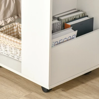 HOMCOM C-Shaped Sofa Side Table Mobile End Table With Storage And Wheels For Living Room, Bedroom, Office, White 5 HOMCOM C-Shaped Sofa Side Table Mobile End Table With Storage And Wheels For Living Room, Bedroom, Office, White - Image 5