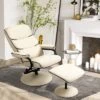 HOMCOM Recliner Chair With Ottoman, PU Leather Swivel High Back Armchair W/ Footrest Stool, 135° Adjustable Backrest And Thick Foam Padding For Home Office Or Living Room