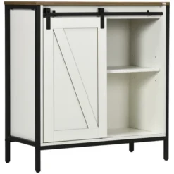 HOMCOM Buffet Cabinet, Farmhouse Sideboard, Coffee Bar Cabinet With Adjustable Shelf, Sliding Barn Door For Kitchen And Living Room -Homcom GUEST e0aa7271 b75d 404d 9e47 48cd679573e7