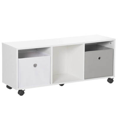 HOMCOM Kids Toy Chest With Cloth Drawers, Cabinet Storage Organizer Children Display Shelf For Toys, Clothes, Or Books For Bedroom With Wheels 7 HOMCOM Kids Toy Chest With Cloth Drawers, Cabinet Storage Organizer Children Display Shelf For Toys, Clothes, Or Books For Bedroom With Wheels - Image 7