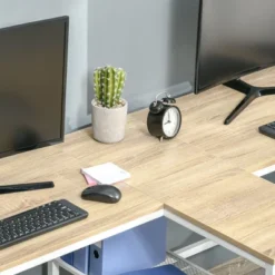 HOMCOM 83" Two Person Computer Desk With 2 Storage Shelves, Double Desk Workstation With Book Shelf, Long Desk Table For Home Office, Natural -Homcom GUEST e379f66e 1205 47ea 86b0 fcabe49c888d