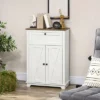 HOMCOM Farmhouse Storage Cabinet, Sideboard With Double Doors, Drawer, And Adjustable Shelf For Kitchen, Bedroom, Living Room, White