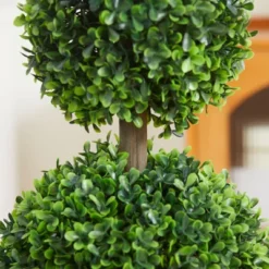 HOMCOM 2 Pack 23.5" Artificial Boxwood Topiary Ball Trees Set Of 2, Double Ball-Shaped Boxwood Artificial Topiary Plants For Indoor Outdoor, Green -Homcom GUEST e61d83d9 124b 4055 8f92 fa84a51f8232