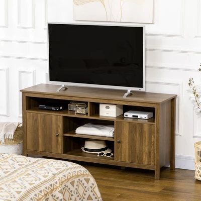 HOMCOM 65 Inch TV Stand With Storage, Media Cabinet TV Entertainment Center With Wooden Shelves And Doors For Living Room Furniture, Walnut 1 HOMCOM 65 Inch TV Stand With Storage, Media Cabinet TV Entertainment Center With Wooden Shelves And Doors For Living Room Furniture, Walnut
