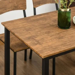 HOMCOM 5 Piece Modern Industrial Dining Table And Chairs Set For Small Space, Kitchen, Dining Room -Homcom GUEST ea2a1d65 23f3 42ed 88c9 f6215f0cbe91