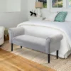 HOMCOM 52" Linen Upholstered Accent Ottoman Bench With Armrests, Light Gray