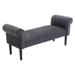 HOMCOM 52" Linen Upholstered Accent Ottoman Bench With Armrests -Homcom GUEST eb4a191d 72d3 4ffe 9ba0 4c2b65ca4873