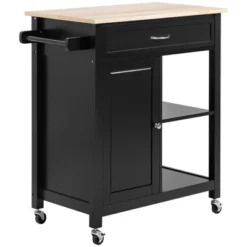 HOMCOM Rolling Kitchen Cart With Wood Top, Kitchen Island With Storage Drawer On Wheels For Dining Room -Homcom GUEST eb97802a 700e 4f40 8e87 77c13b3fe428