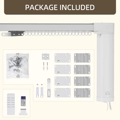 HOMCOM Smart Curtains System With Adjustable Tracks Rod (up To 180 In), Compatible With Alexa, Google Home Voice, WiFi App, Remote Control, White 4 HOMCOM Smart Curtains System With Adjustable Tracks Rod (up To 180 In), Compatible With Alexa, Google Home Voice, WiFi App, Remote Control, White - Image 4