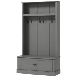 HOMCOM Hall Tree With Bench And Shoe Storage, Entryway Bench With Coat Rack, Mudroom Bench With Storage And Hooks For Hallway, Gray -Homcom GUEST ed2e9451 99c8 4b87 b847 2aaa064349ae
